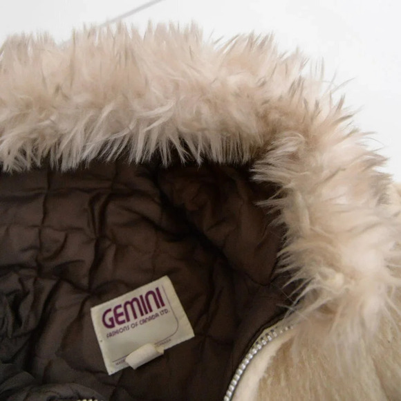 Vintage Gemini 70's Cream  60% Wool Zip Up Winter Coat Icewool Inuit Parka 14M - Picture 13 of 16